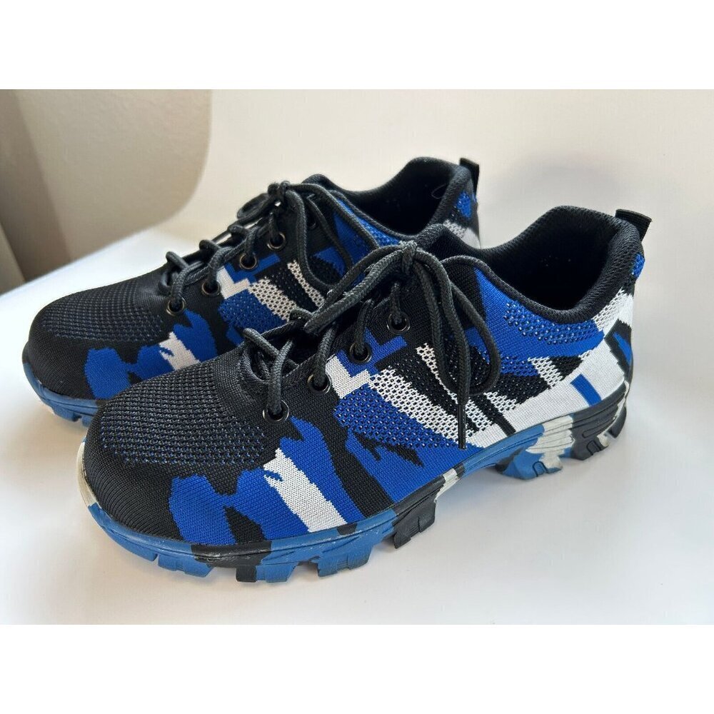 Invincible Work Safety Shoes Mens US 6.5, Steel Toe Cap Blue Black Camo